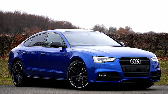 blue Audi sedan, car, headlight, vehicle, auto, automobile HD wallpaper