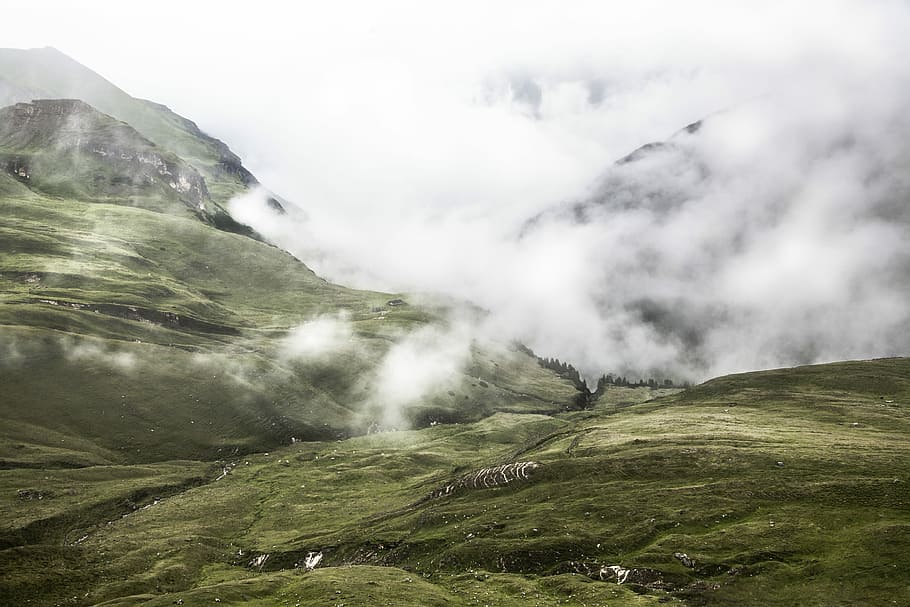 green mountain and fog, photo of green mountains, cloud, hill HD wallpaper