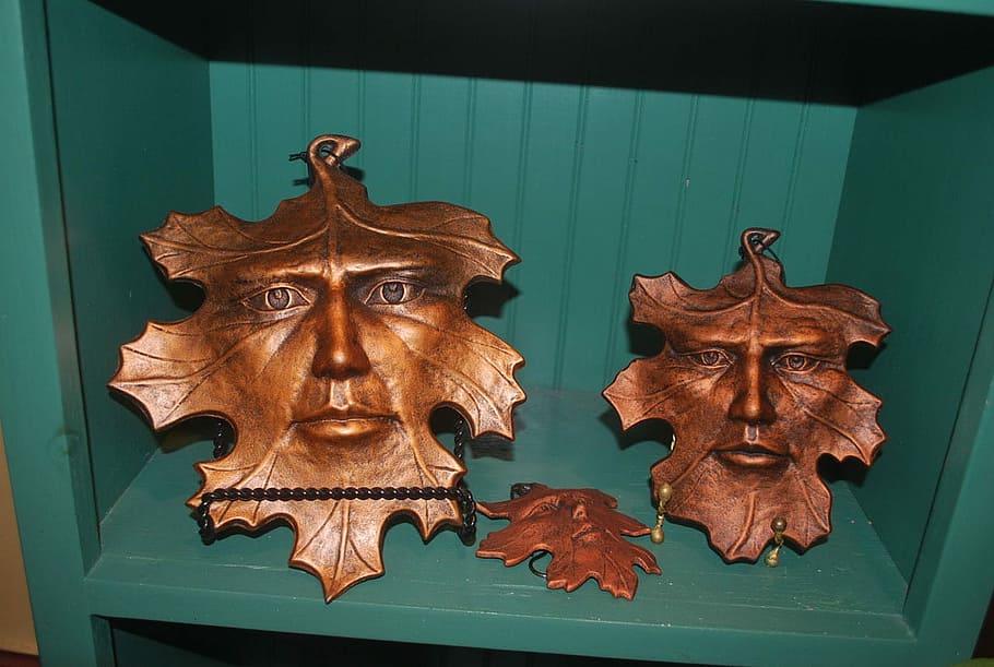 Leaf, People, Mask, Bronze, Metal, art, animal representation HD wallpaper