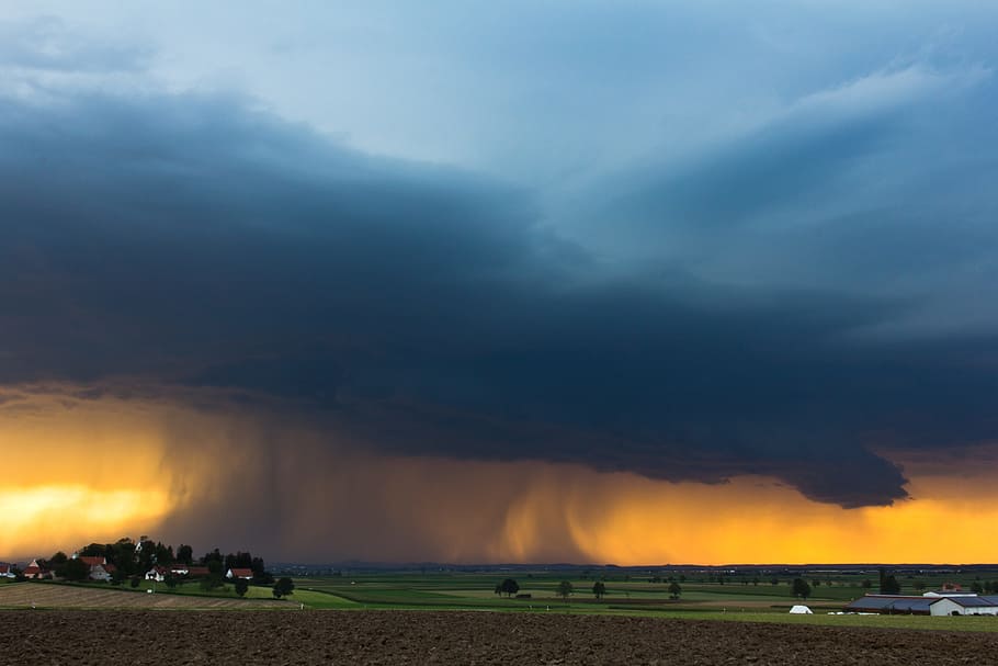 cumulonimbus, storm hunting, meteorology, thunderstorm, sunset, HD wallpaper