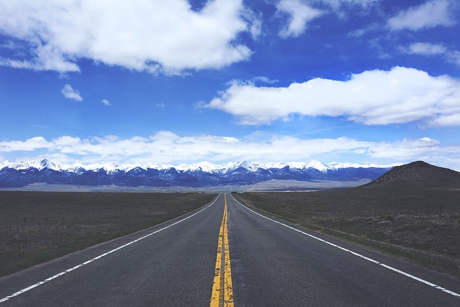 rural, road, countryside, highway, grass, fields, mountains HD wallpaper