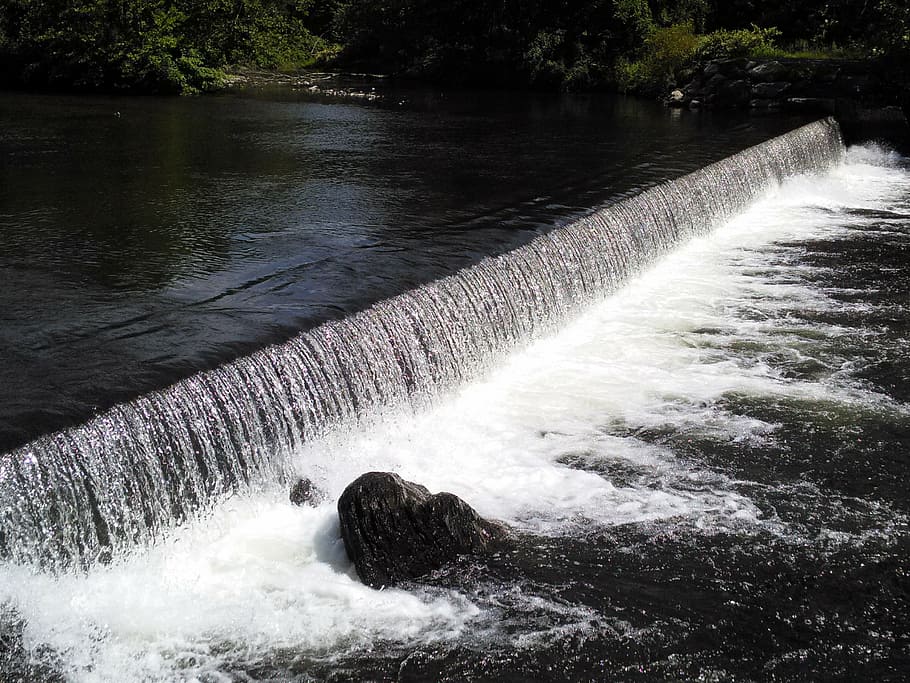 water falls, river, stream, outdoors, cascade, scenery, motion HD wallpaper