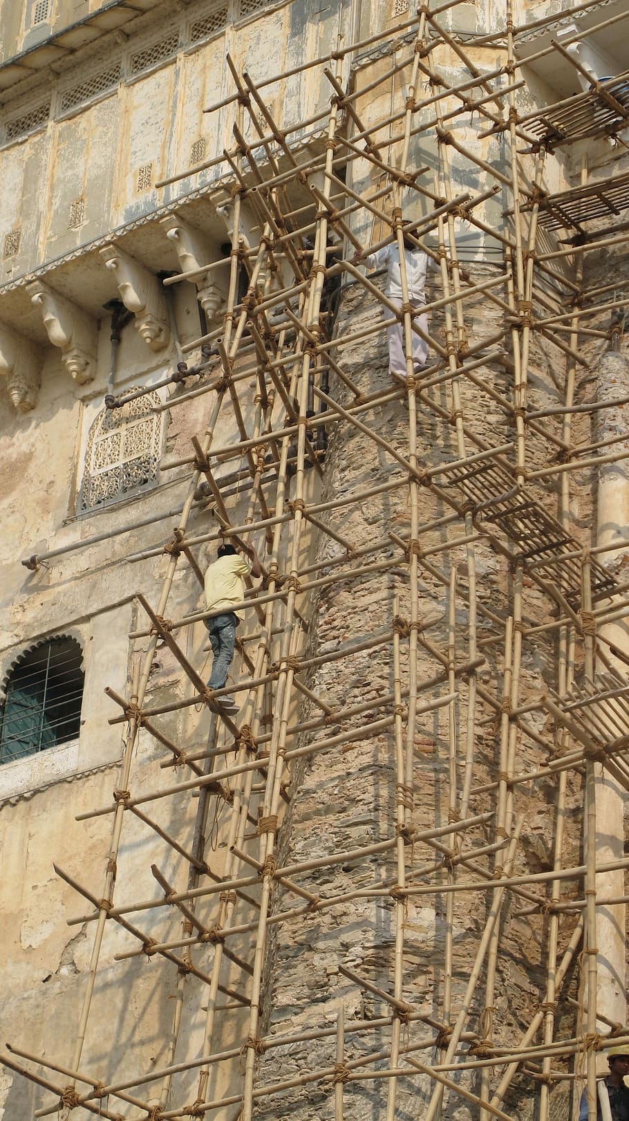 Scaffolding, Bamboo, Work, reconstruction, building, construction industry HD wallpaper
