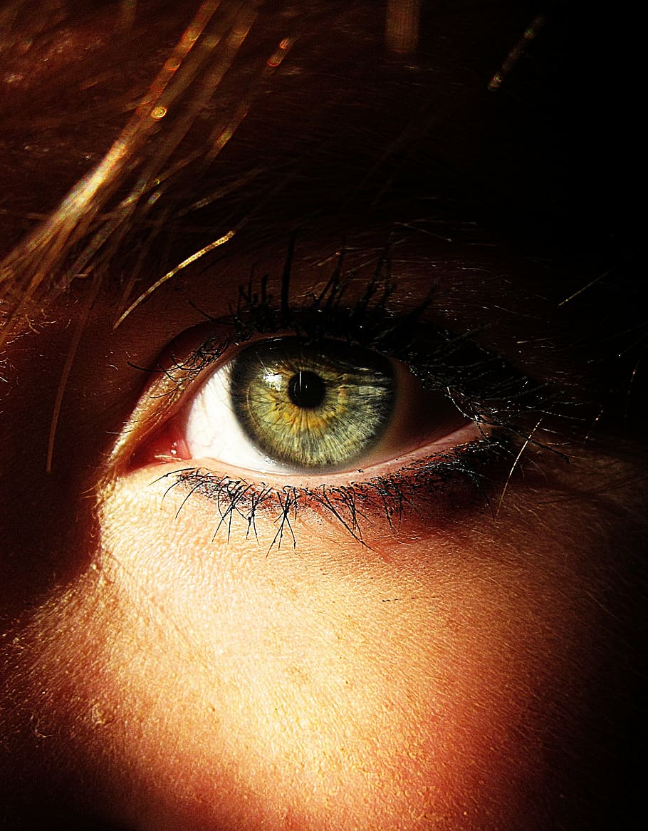 person's left eye, colour, green, face, bright, make-up, woman