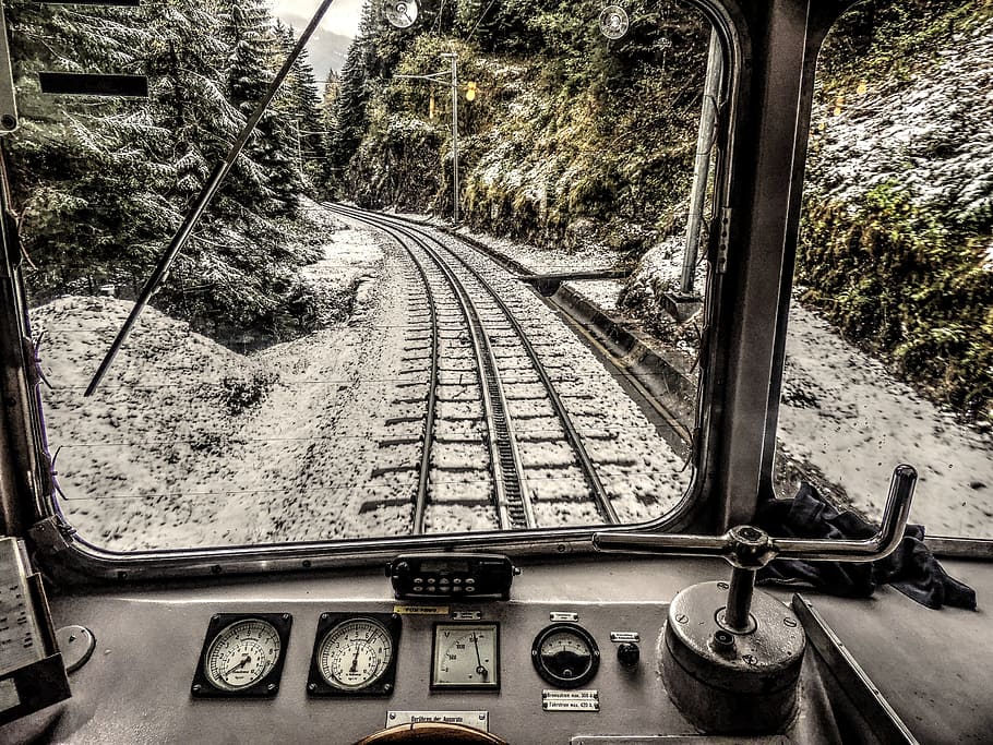 rack, cog railway, train, cabin, snow, mountain railway, rail transportation HD wallpaper