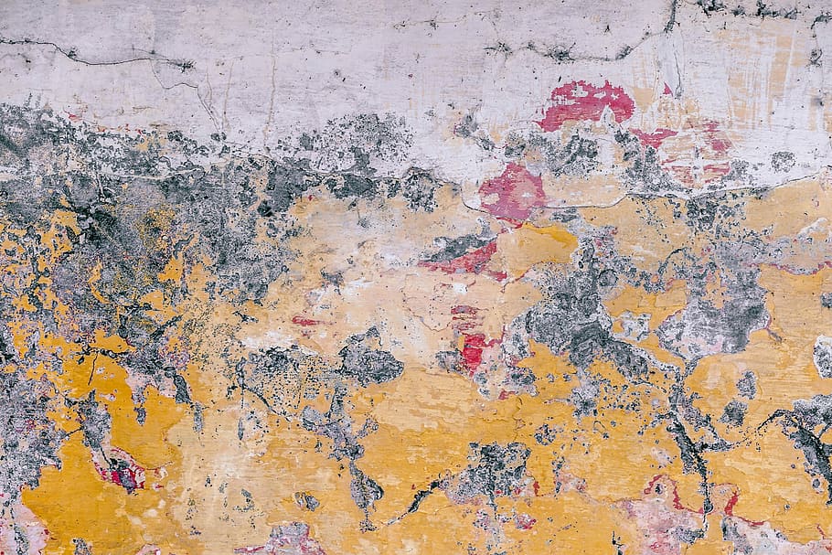 multicolored painted concrete frame, yellow and beige concrete wall HD wallpaper