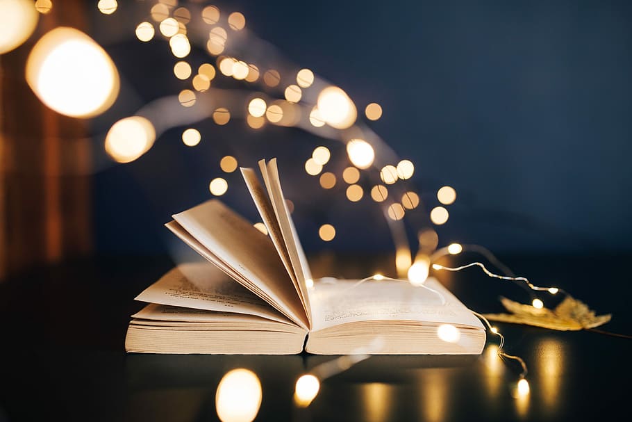 Making Magic with Fairy Lights, time, decoration, bokeh, book, HD wallpaper