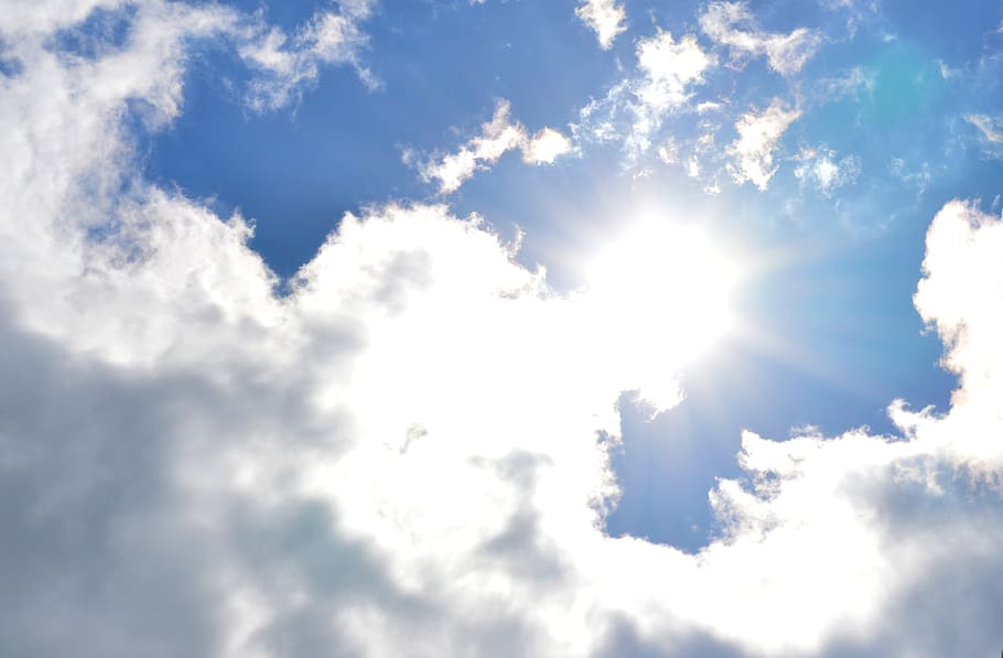 cloud, summer, weather, air, blue sky, clouds, sun, cloud - sky HD wallpaper