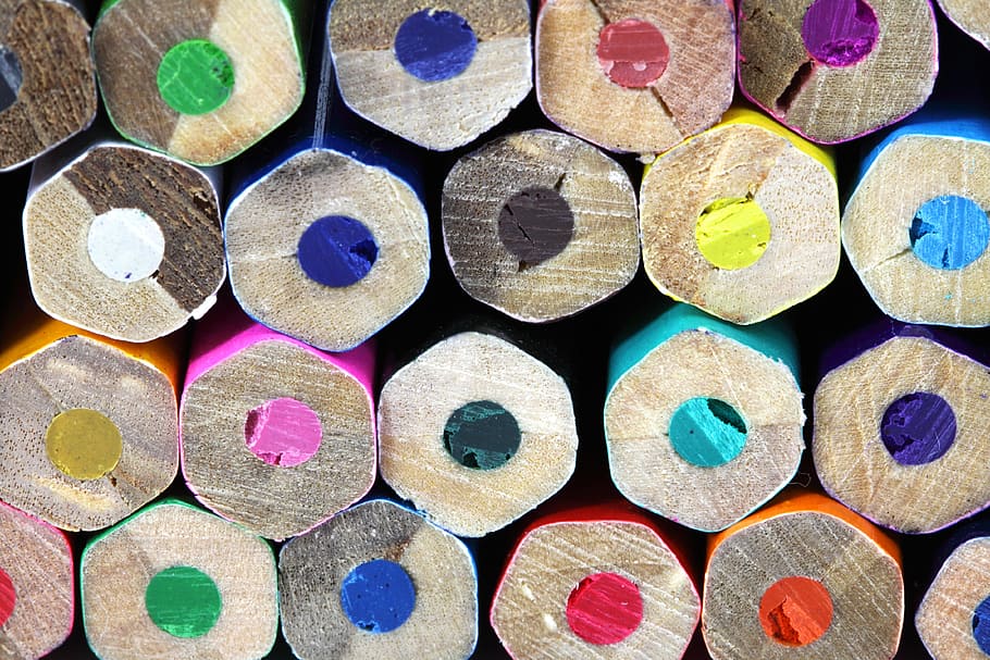 assorted-color pencil, artistic, bright, colored, colorful HD wallpaper