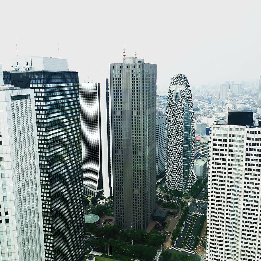 aerial photography of gray high-rise building, architecture HD wallpaper