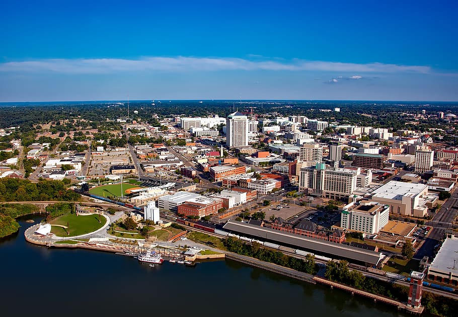 montgomery, alabama, city, cities, urban, aerial view, cityscape, HD wallpaper