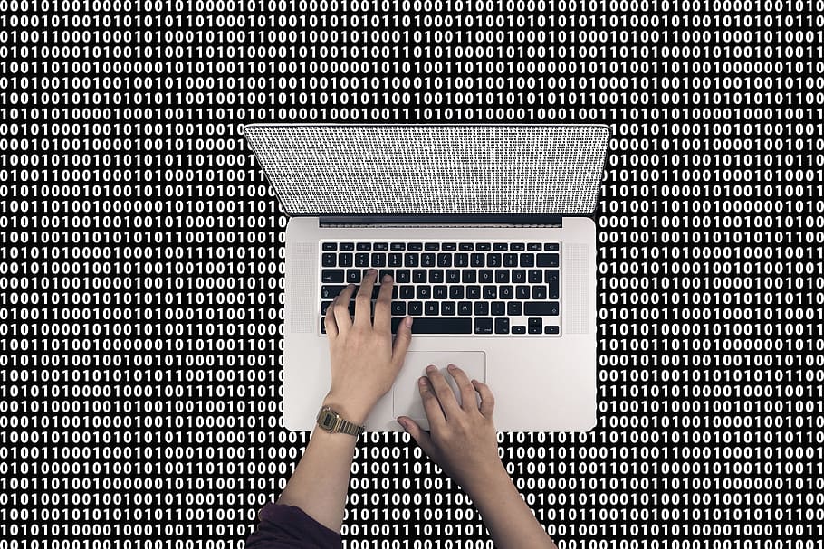 person using MacBook Air, Binary, Hands, Keyboard, Tap, Enter, HD wallpaper