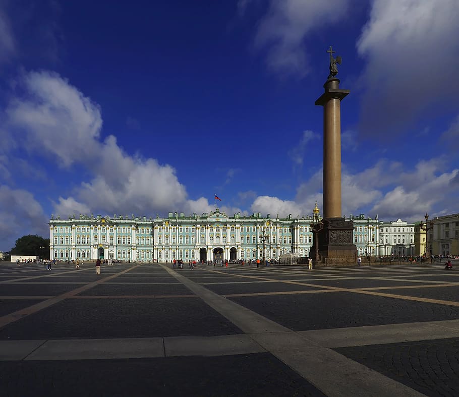 square, monument, sky, clouds, stones, city, blue, old, history HD wallpaper