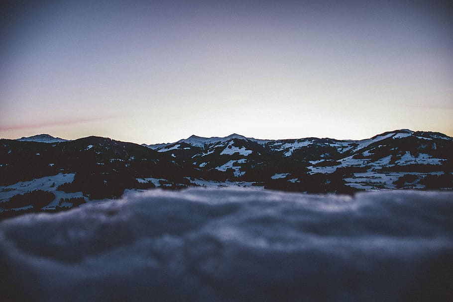 low-angle photo of mountains, snow covered mountain, sky, nature HD wallpaper