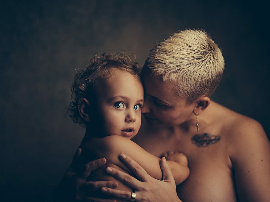 person hugging baby, love, people, two, woman, portrait, children HD wallpaper