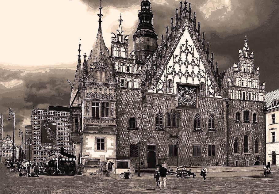 the town hall, wrocław, the market, old town, the old town, HD wallpaper