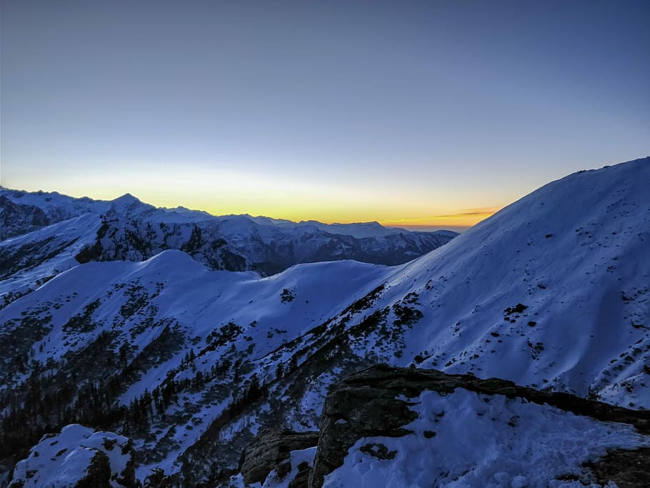 Himalayas Sunrise, mountain filled with snow, mountain range HD wallpaper