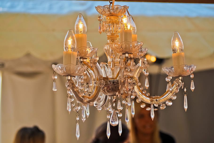 chandelier, light, lighting, light bulb, crystal chandelier HD wallpaper