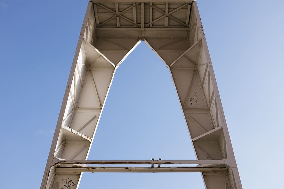 Detail of port crane, abstract, industry, architecture, blue HD wallpaper