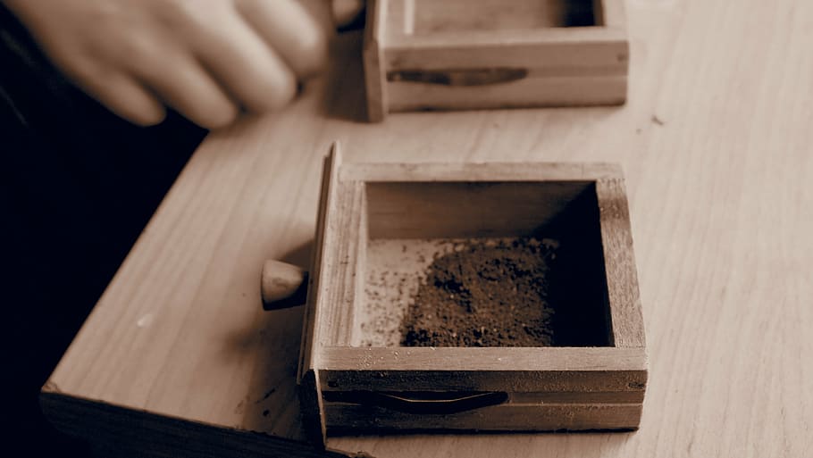 drawer, coffee, brown, vintage, powder, smell, wood - material HD wallpaper