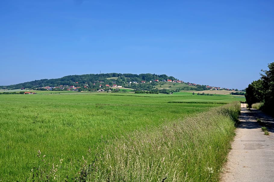 Germany, Field, Road, Path, Trail, Rural, village, hill, forest HD wallpaper