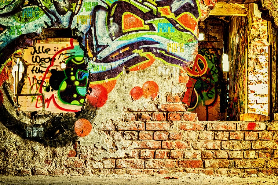 assorted-color graffiti taken at daytime, Lost, Wall, lost places, HD wallpaper