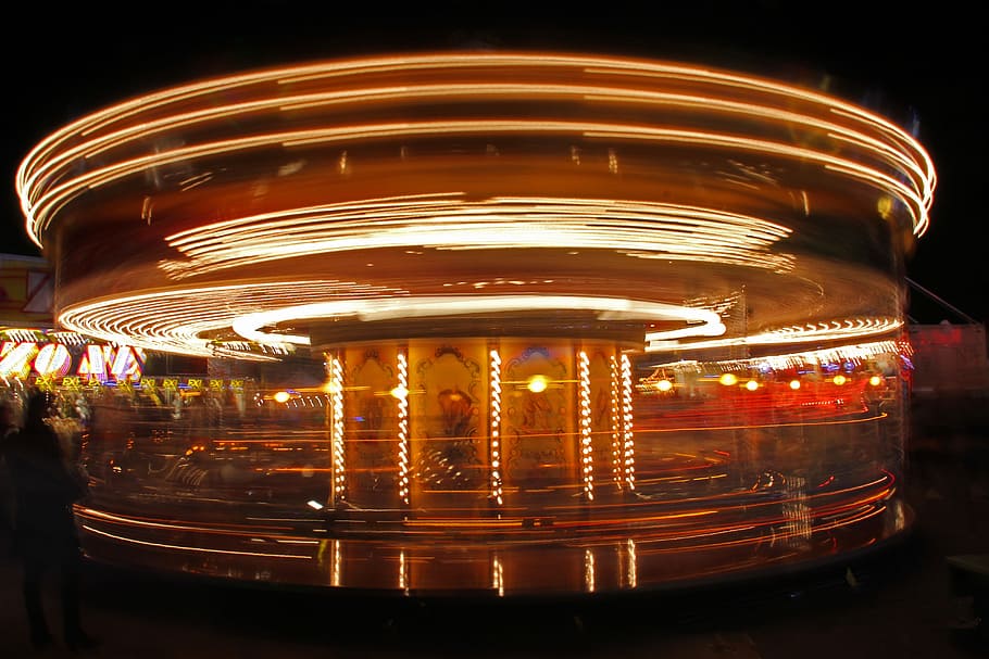Funfair, Party, Evening, Carousel, entertainment, atmosphere HD wallpaper