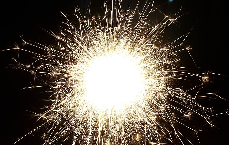 fireworks, explosion, light, illuminated, night, glowing, motion HD wallpaper