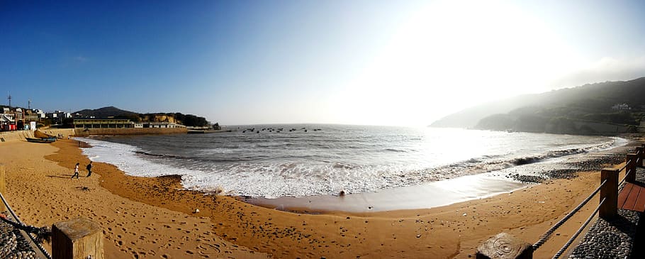 bay, shengsi, sunbathing, beach, sea, coastline, sunset, sand, HD wallpaper