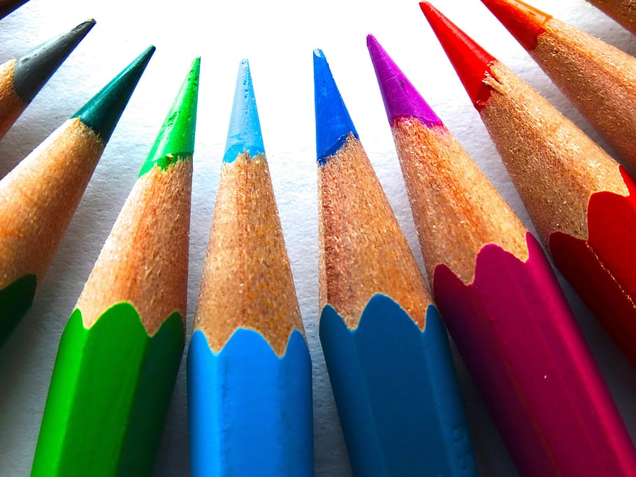 coloring pencil, colour pencils, paint, draw, colorful, pointed, HD wallpaper