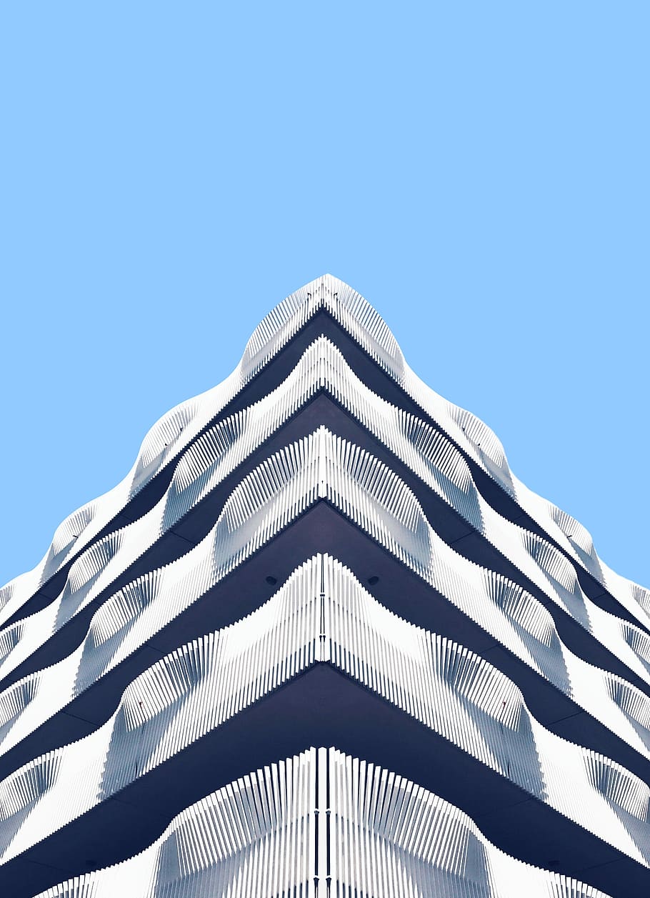 architectural photography of white structure, low-angle architectural photography of white building HD wallpaper