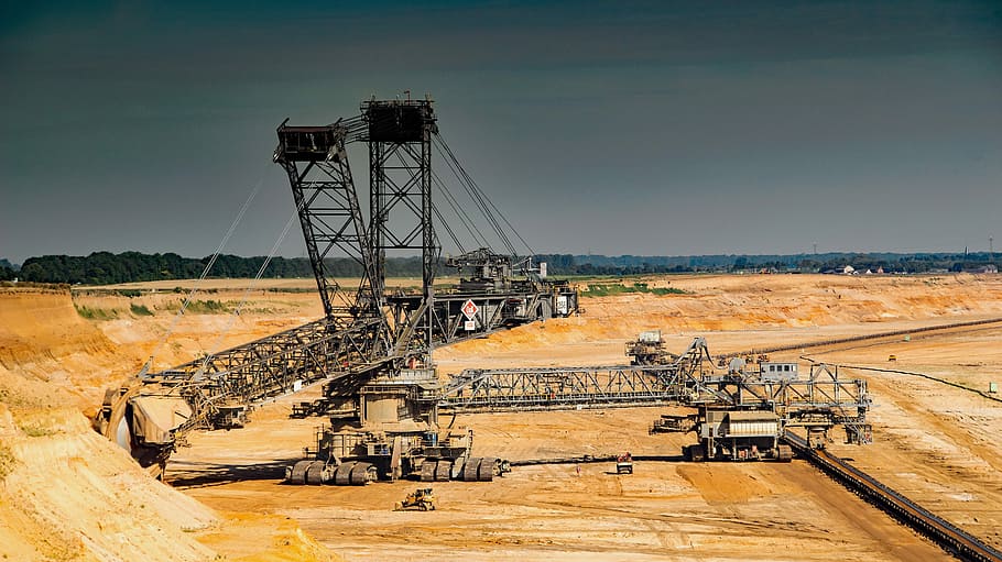 Garzweiler, Brown Coal, Open Pit Mining, bucket wheel excavators, HD wallpaper