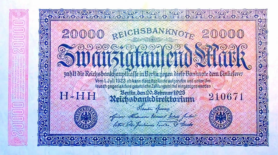 Inflation, Money, 1923, imperial banknote, weimar republic