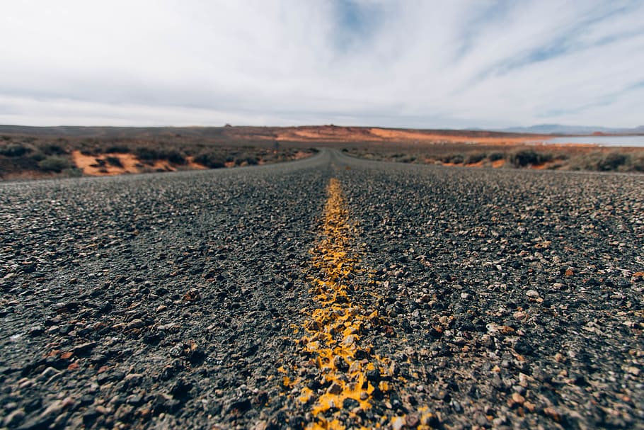 road, path, desert, adventure, trip, travel, clouds, sky, grass HD wallpaper