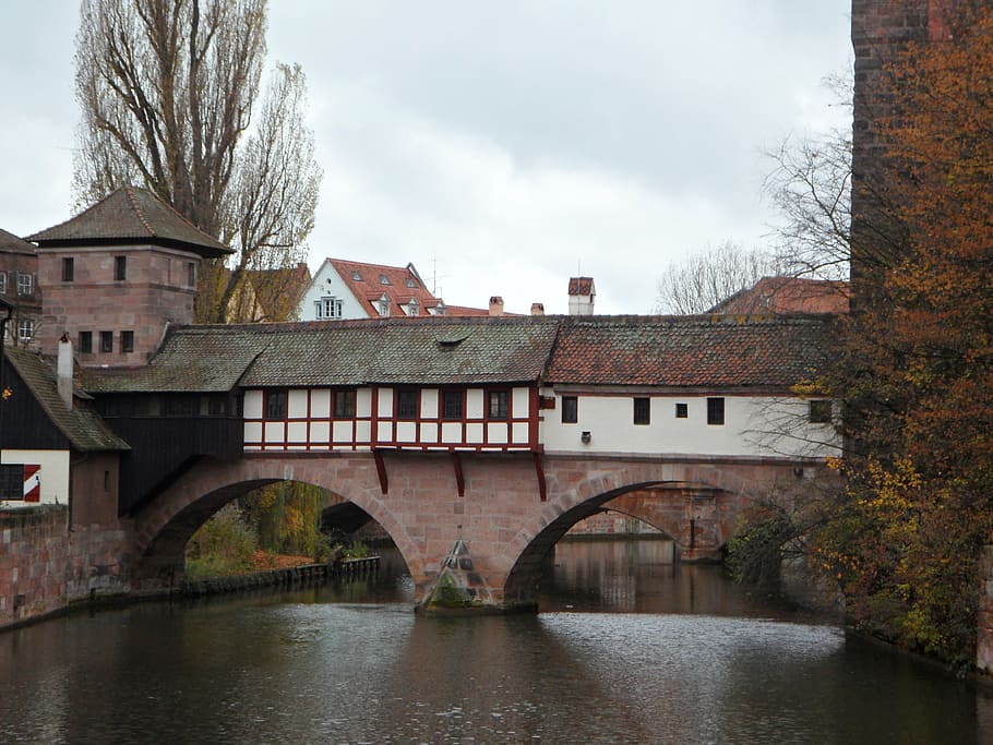 pegnitz, nuremberg, old town, bridge, river, autumn mood, truss HD wallpaper
