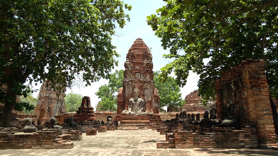 wat mahathat, ayutthaya, พระ, religion, place of worship, HD wallpaper