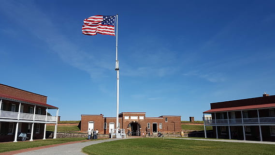 Fort, Mchenry, 1812, War, Baltimore, maryland, flag, sky, history HD wallpaper