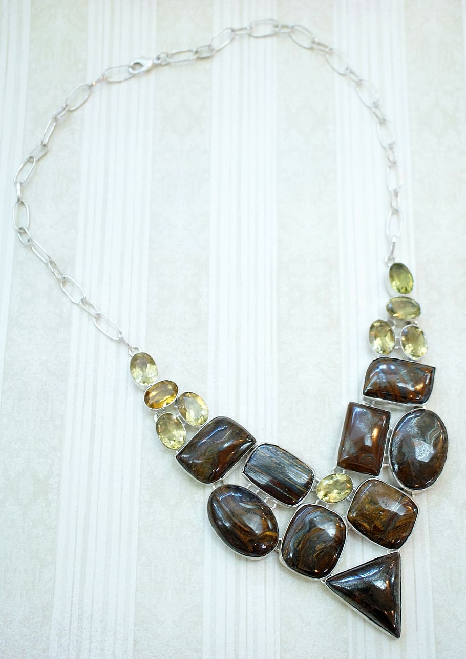 bronzite, yellow, quartz, necklace, exotic, belly dance, costume HD wallpaper