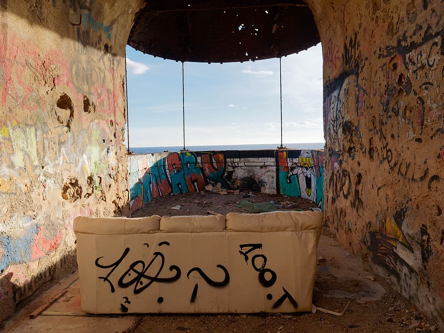 architecture, window, wall, indoors, no people, graffiti, day HD wallpaper