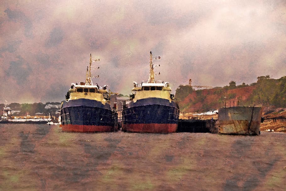 Ships, Freighter, Amazonas, River, Art, water, nautical vessel