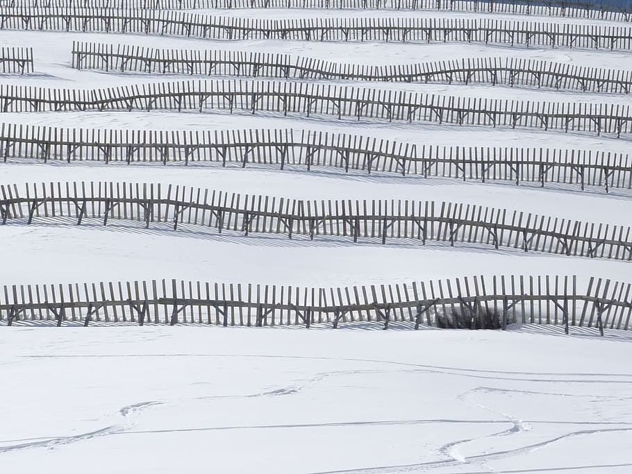 avalanche protection, avalanche control, structure, winter HD wallpaper