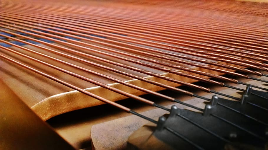 closeup photo of string instrument, piano, strings, piano strings, HD wallpaper