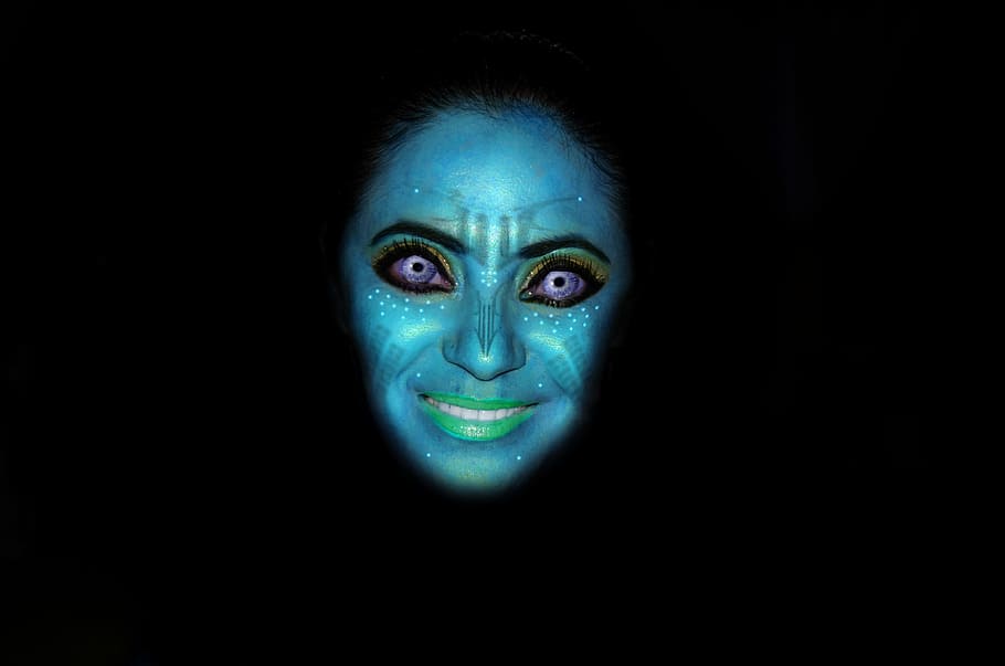 A Woman Wearing An Avatar Costume With Blue Face Paint Stock Photo, Picture  and Royalty Free Image. Image 8506353.