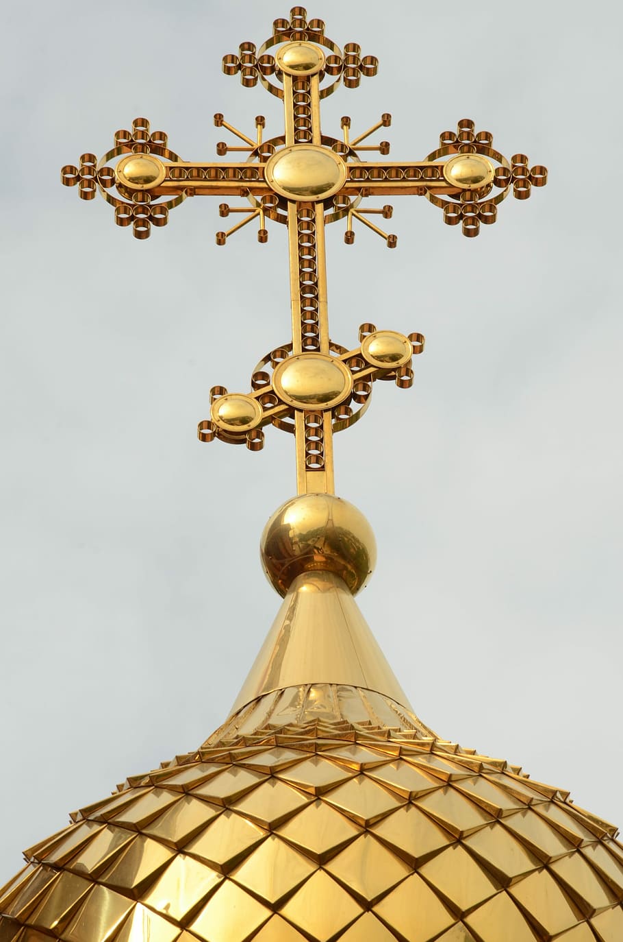 Cross, Gold, Gilt, Russian, Orthodox, church, religion, faith