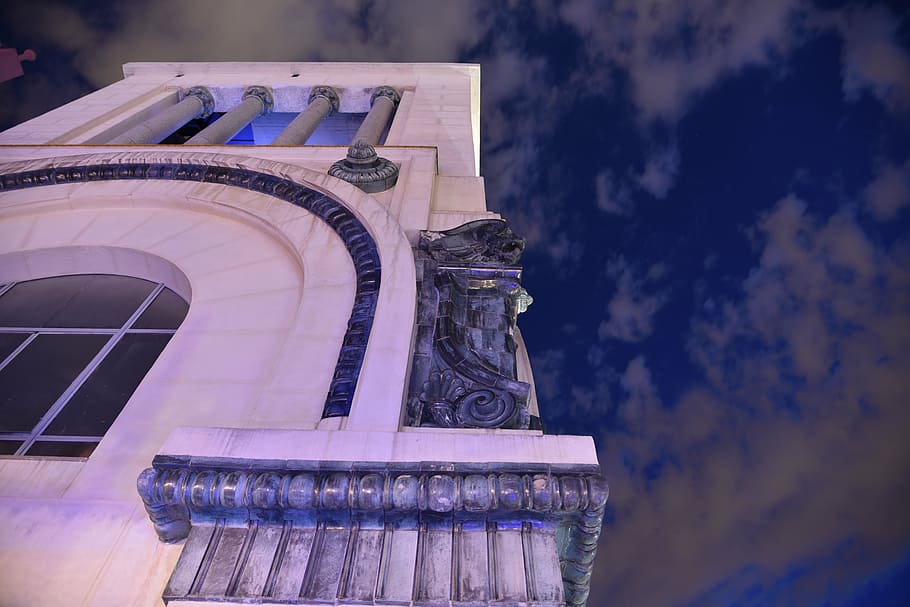 night, gargoyle, sky, clouds, facade, architecture, building exterior HD wallpaper