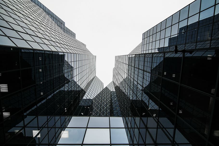 low-angle photography of black high-rise building, architecture HD wallpaper