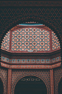 teal and pink dome interior, black and brown dome building, blue HD wallpaper