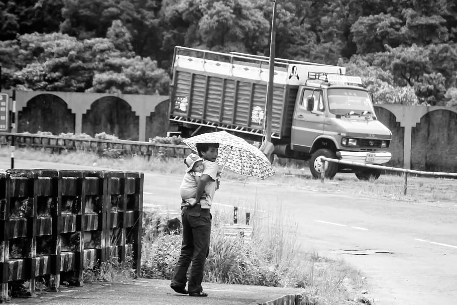 father, baby, road, love, people, child, fatherhood, kid, real people