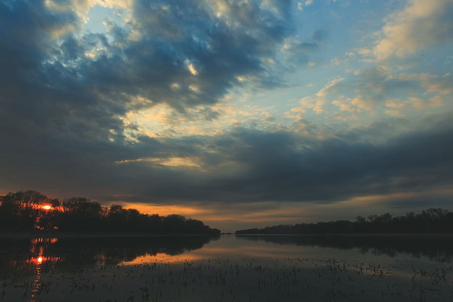 landscape, river, forest, nature, travel, sunset, mountains HD wallpaper