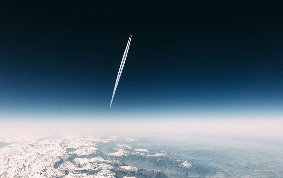 fly, sky cloud rail, blue, airplane, nature, flying, scenics HD wallpaper